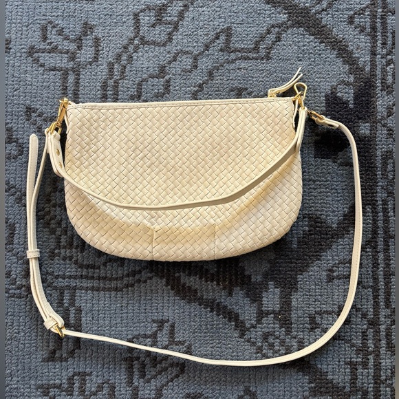 Quince Italian Handwoven Leather Mini Shoulder Bag in bone/ivory - Picture 3 of 11